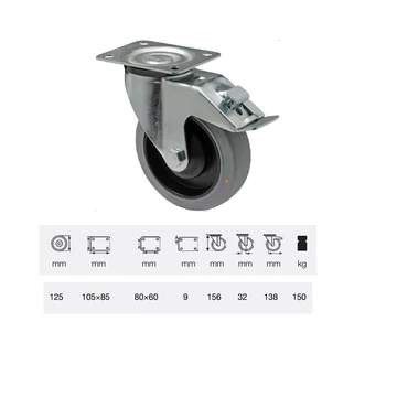 BPPC 1251 7100, antisztatikus, forgó-fékes kerék